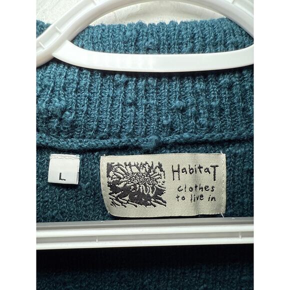 Habitat blue asymmetrical button front sweater womens large grunge‎ lagenlook - Picture 2 of 9